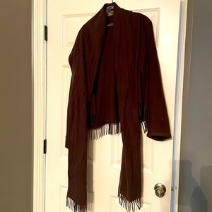Salvatore Ferragamo Brown Cashmere Jacket With Scarf